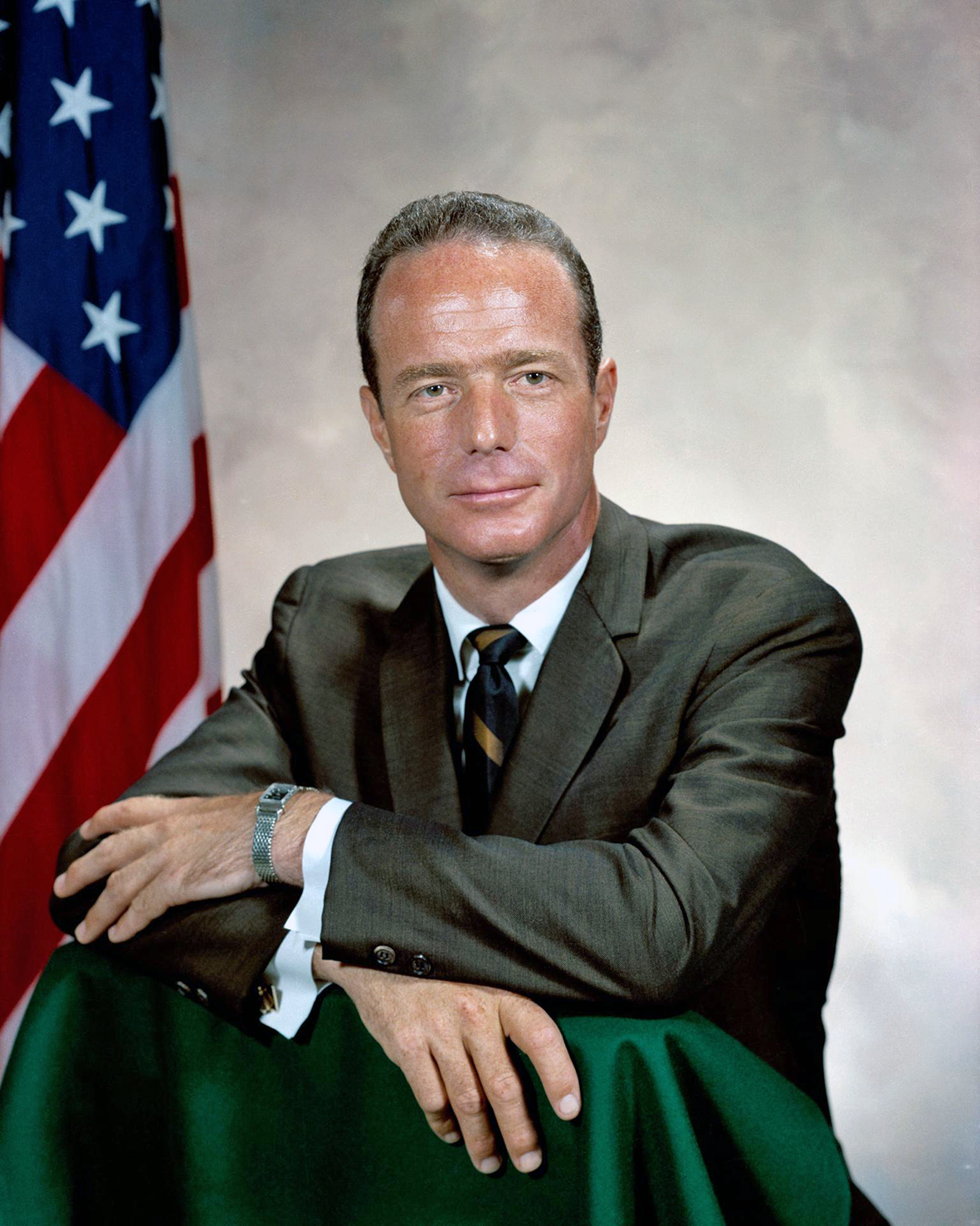 A later, colour portrait of Carpenter, taken in 1964, two years after his space flight