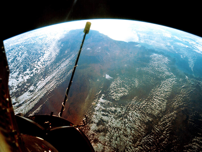 An orbital shot of the Earth from Gemini 11, taken from that mission's record breaking altitude