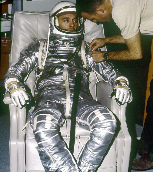 Astronaut Alan B. Shepard, Jr. During Suiting for First Manned Suborbital Flight on MR-3 (Mercury-Redstone)
Freedom 7, on May 5, 1961 (MIX FILE)